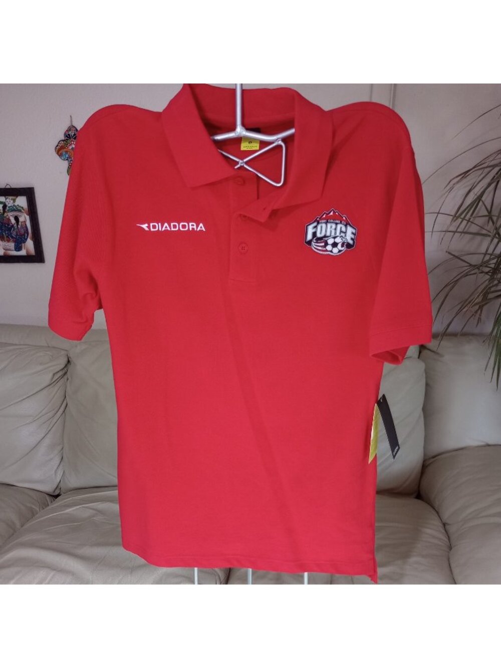 New Diadora Red   Polo Shirt Collared Soccer Football Men Size Small